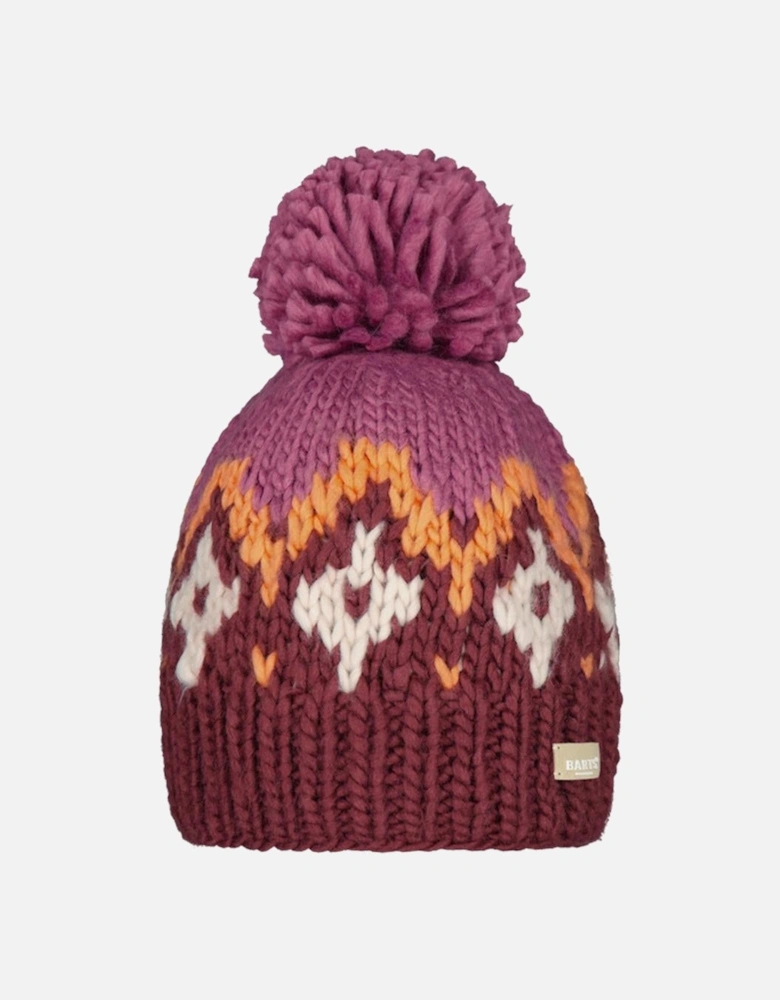 Womens Curley Retro Wool Knitted Bobble Hat