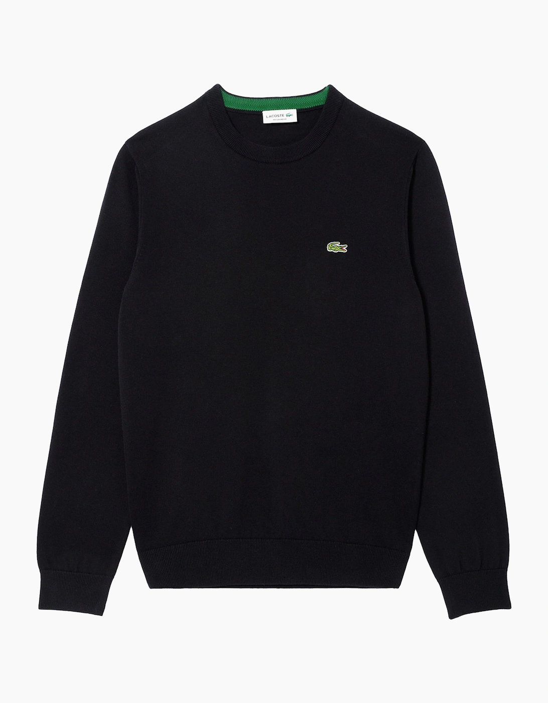 Lacoste Men's Black Ah1985 Cotton Crew Knit  42 Extra Large