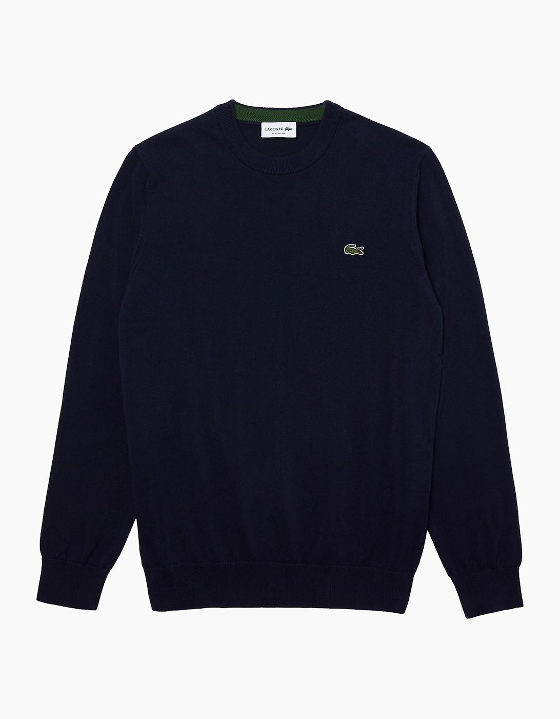 Lacoste Men's Navy Ah1985 Cotton Crew Knit  36 Small