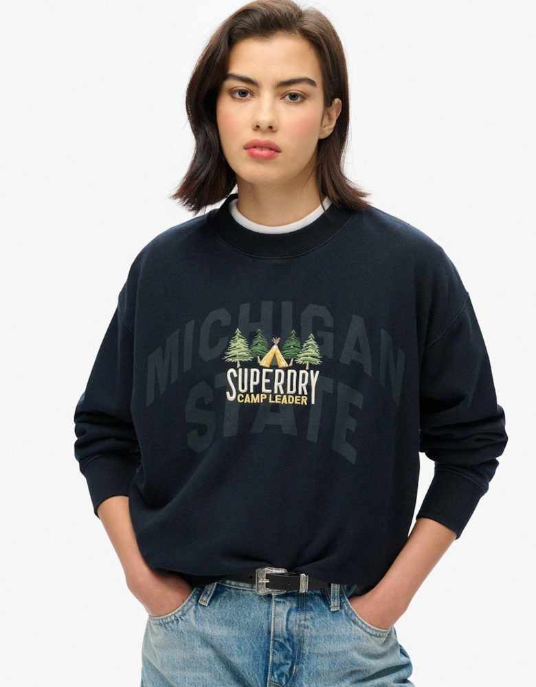 Travel Souvenir Logo Sweatshirt - Navy