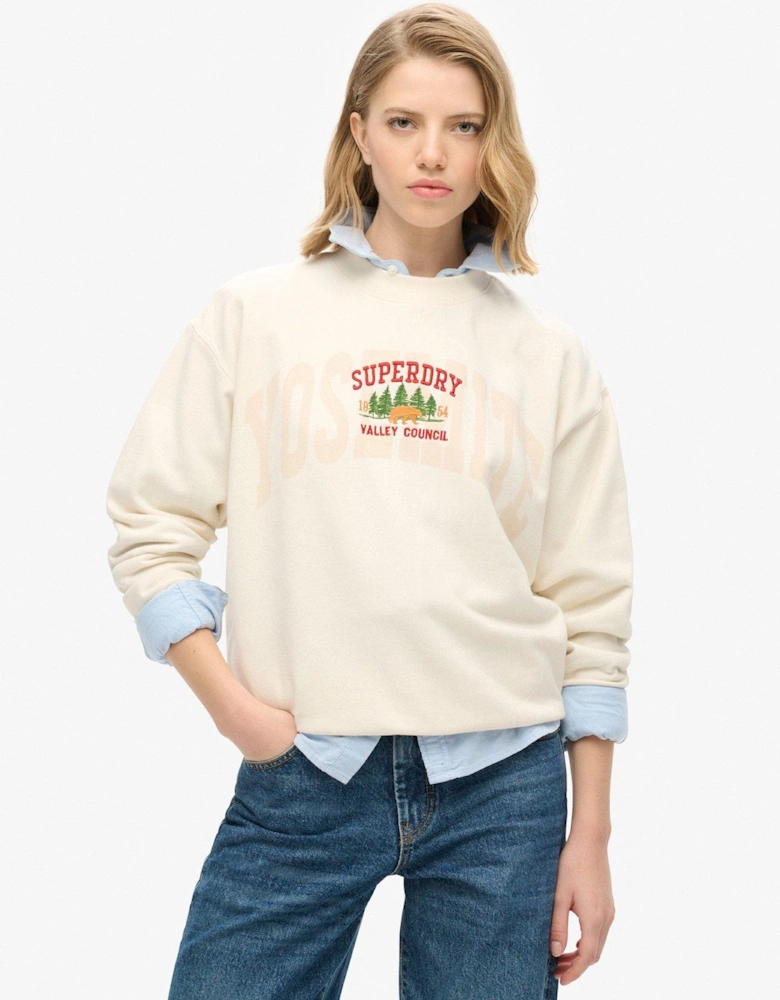 Travel Souvenir Logo Sweatshirt - Cream