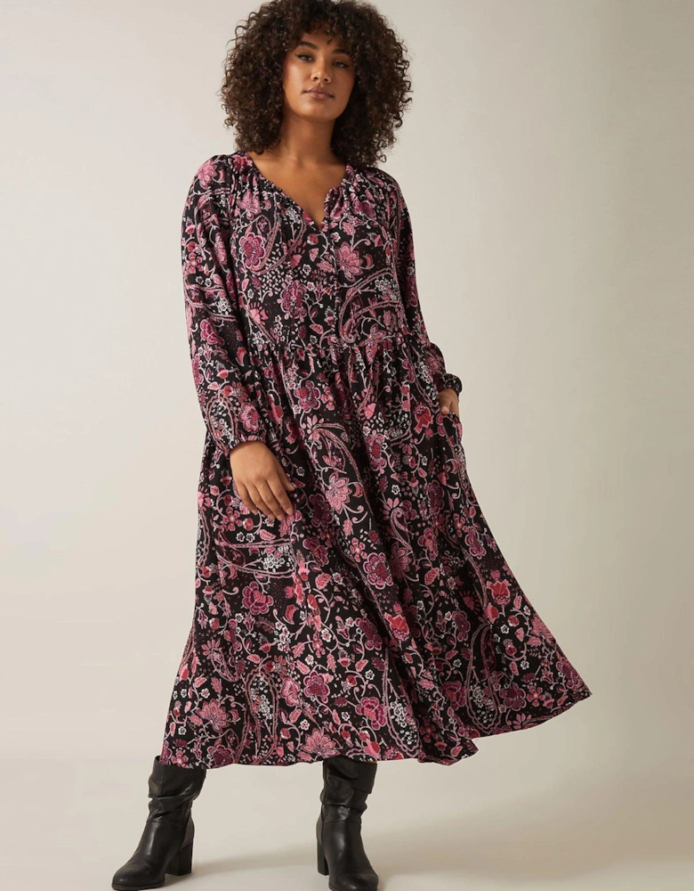 Crinkle Boho Dress - Black