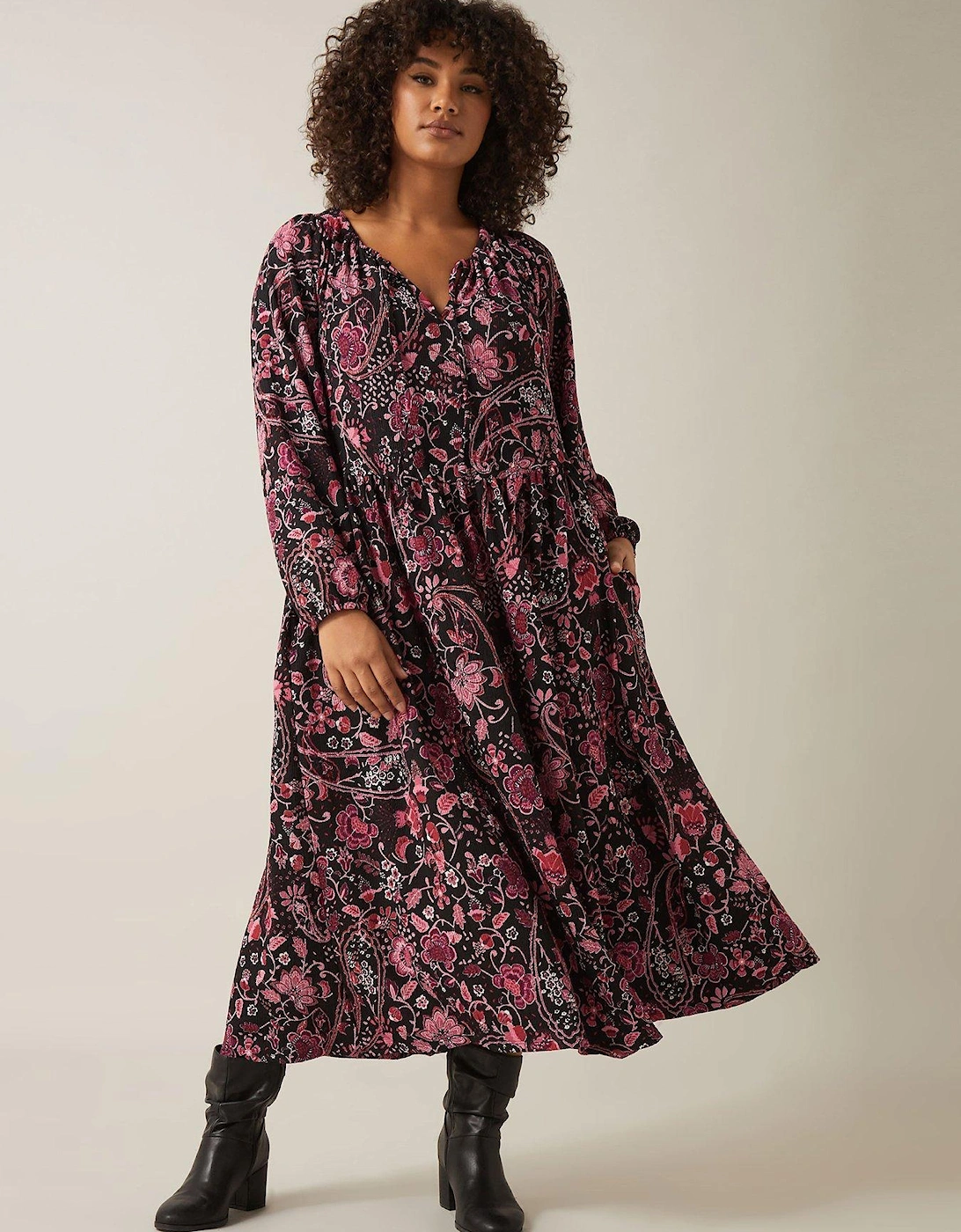 Crinkle Boho Dress - Black, 2 of 1