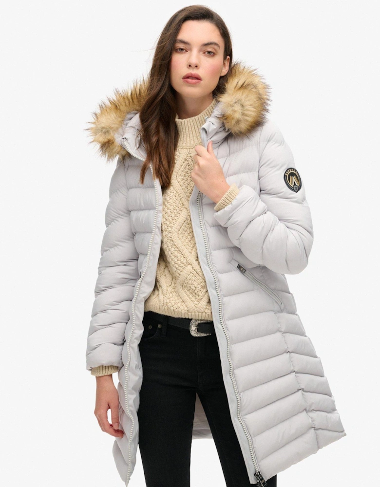 Fuji Faux Fur Hooded Coat - Grey