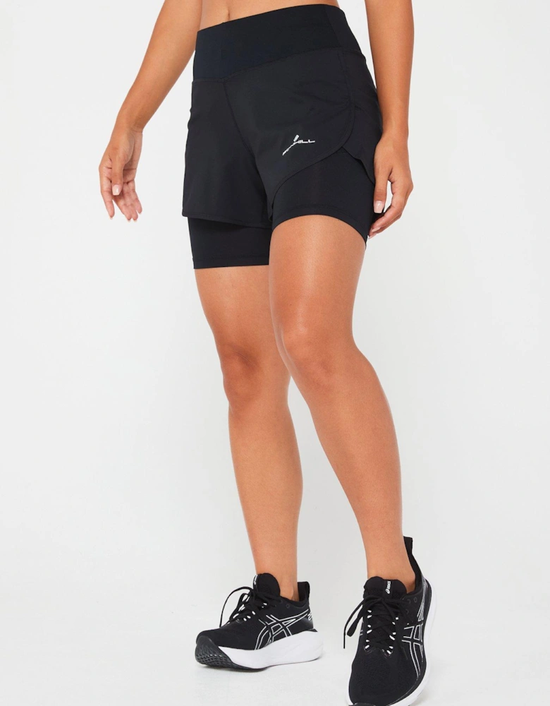 Womens Tech Running 4.5inch Short-back - Black