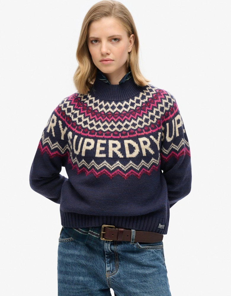 Fairisle Branded Jumper - Navy