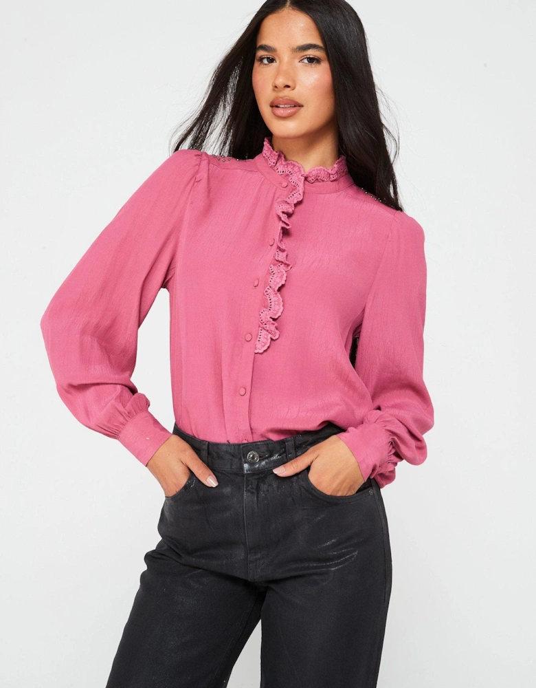 Frill Detail Blouse - Pink