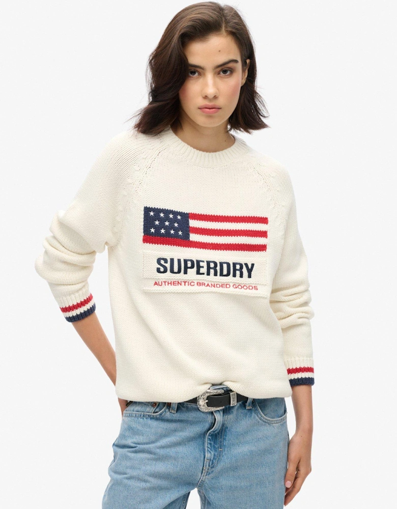 Americana Knitted Jumper - White