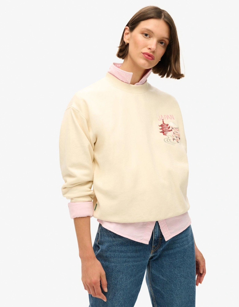 Suika Embroidered Sweatshirt - White