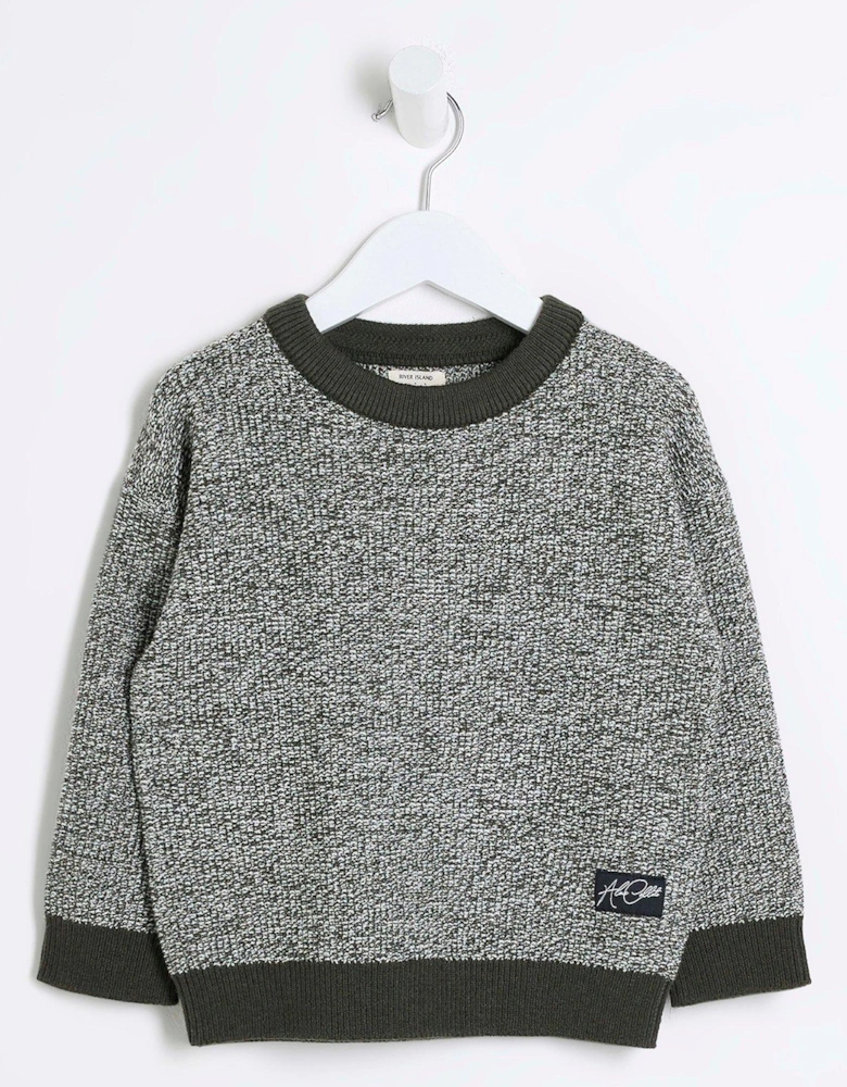 Mini Boy Speckled Jumper - Khaki