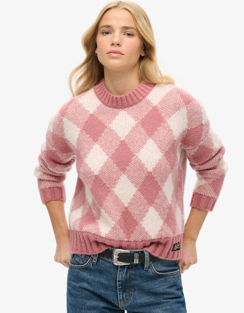 Argyle Pattern Jumper - Pink