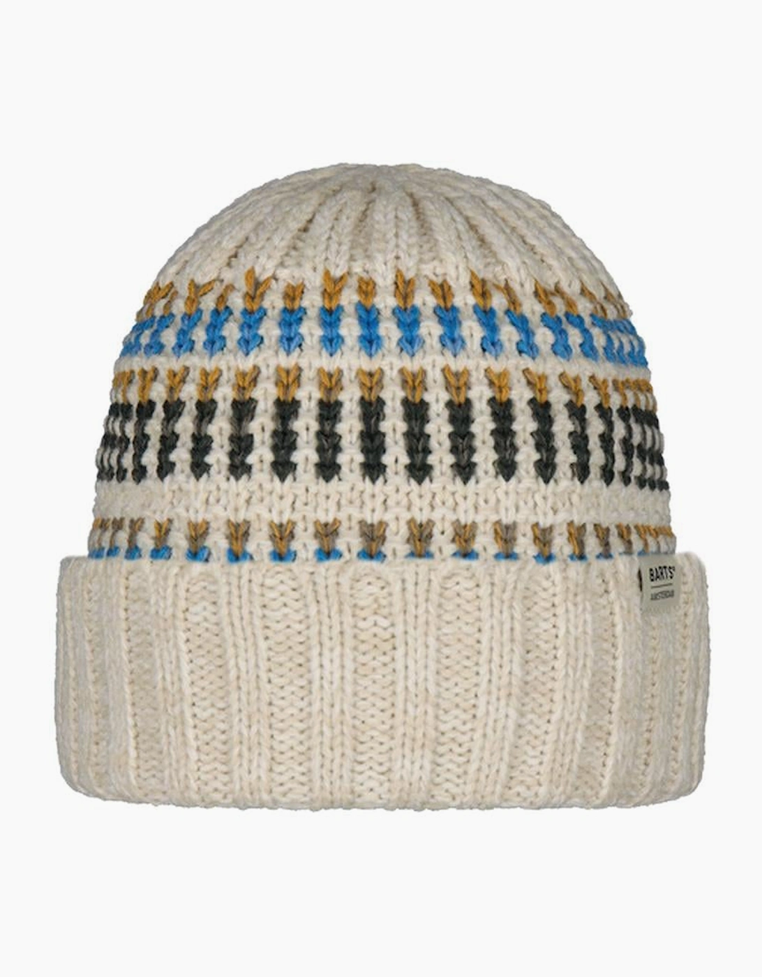 Barts Men's Brown Travvis Jaquard Knitted Cuffed Beanie - Size: One Size