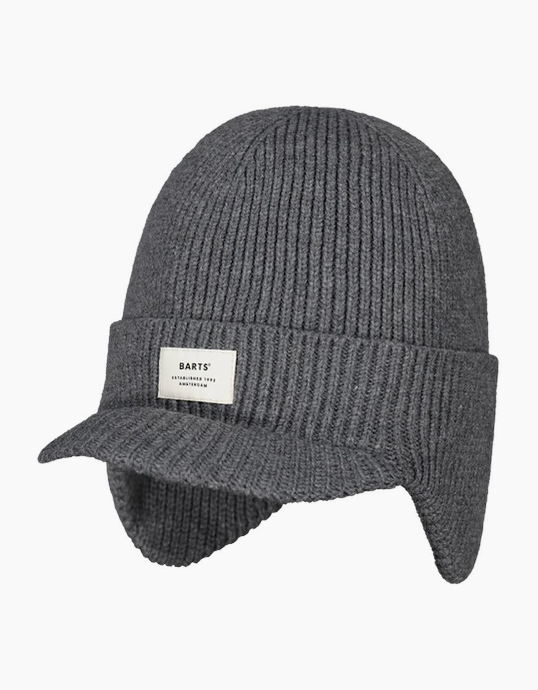 Men's Barts Mens Coedy Knitted Beanie Hat with Earflaps - Grey - Size: ONE size