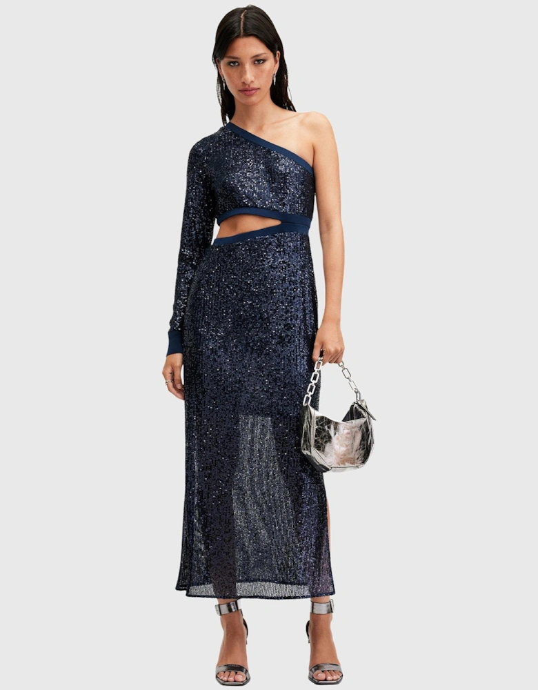 Daisy Topaz Sequin Cut Out Maxi Dress - Dark Blue