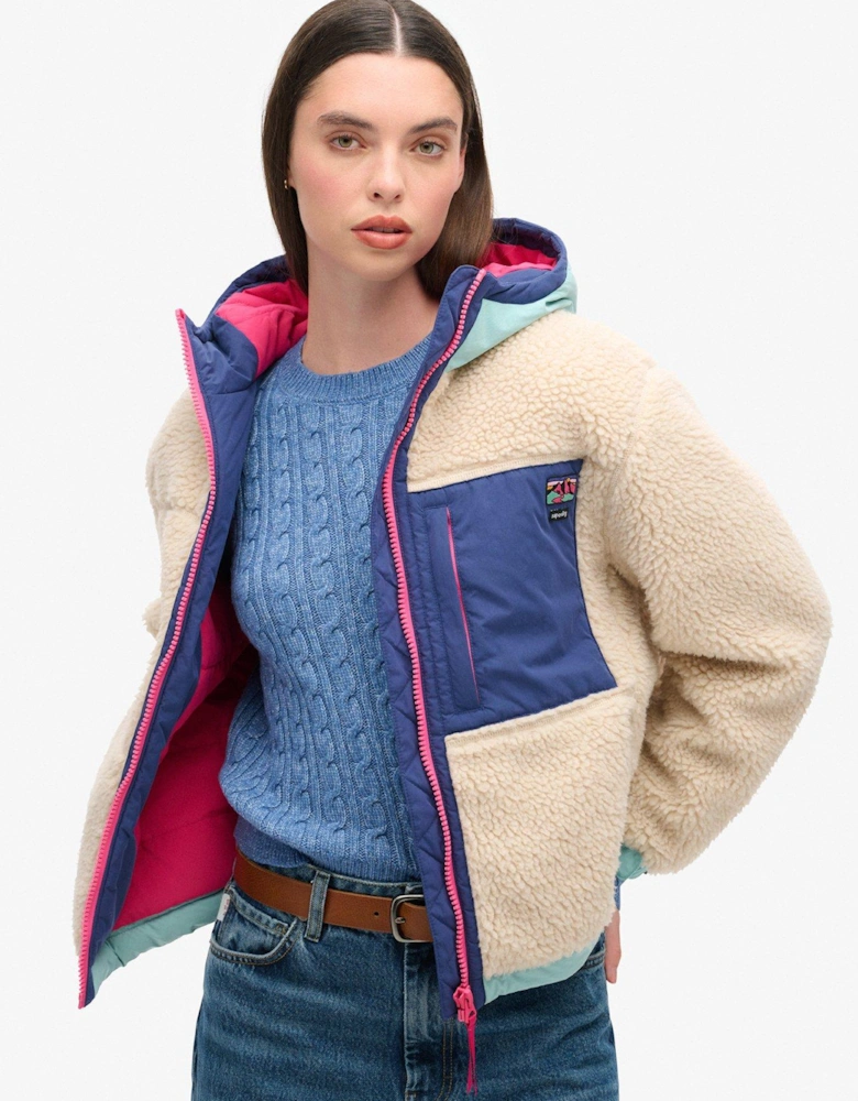 Vintage Hooded Sherpa Fleece - White