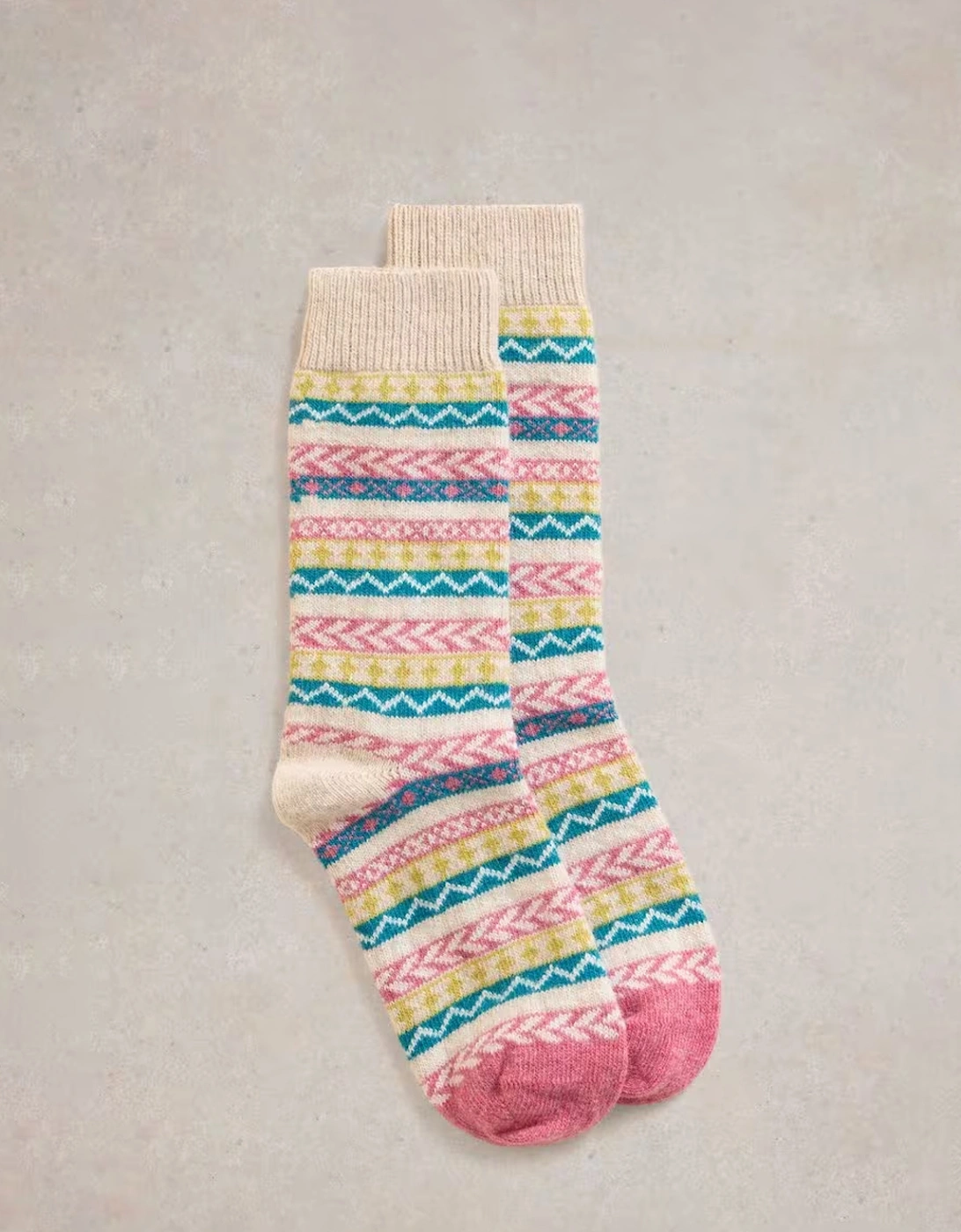 Fairisle Pop Wool Mix Sock Pink Multi, 3 of 2