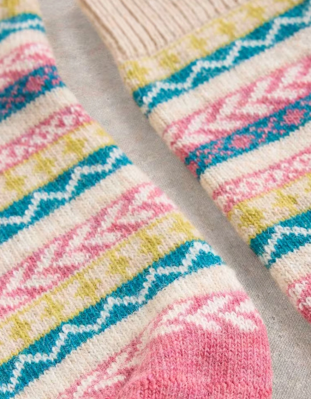 Fairisle Pop Wool Mix Sock Pink Multi