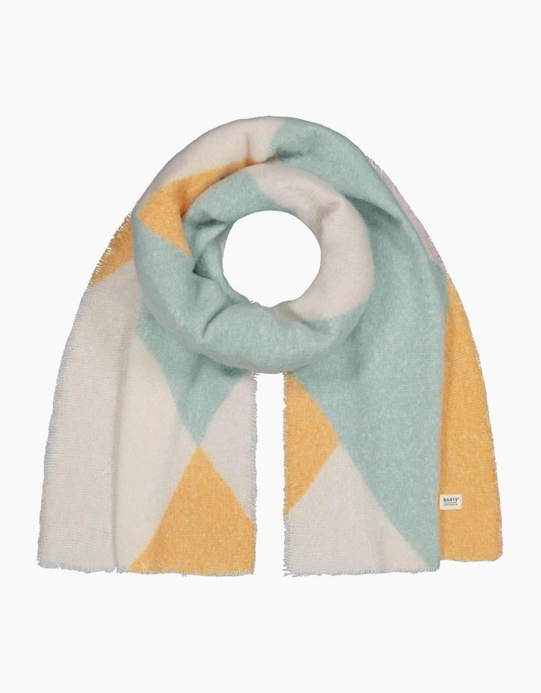 Barts Womens Taats Soft Colourblock Short Fringes Scarf - Green - Size: ONE size