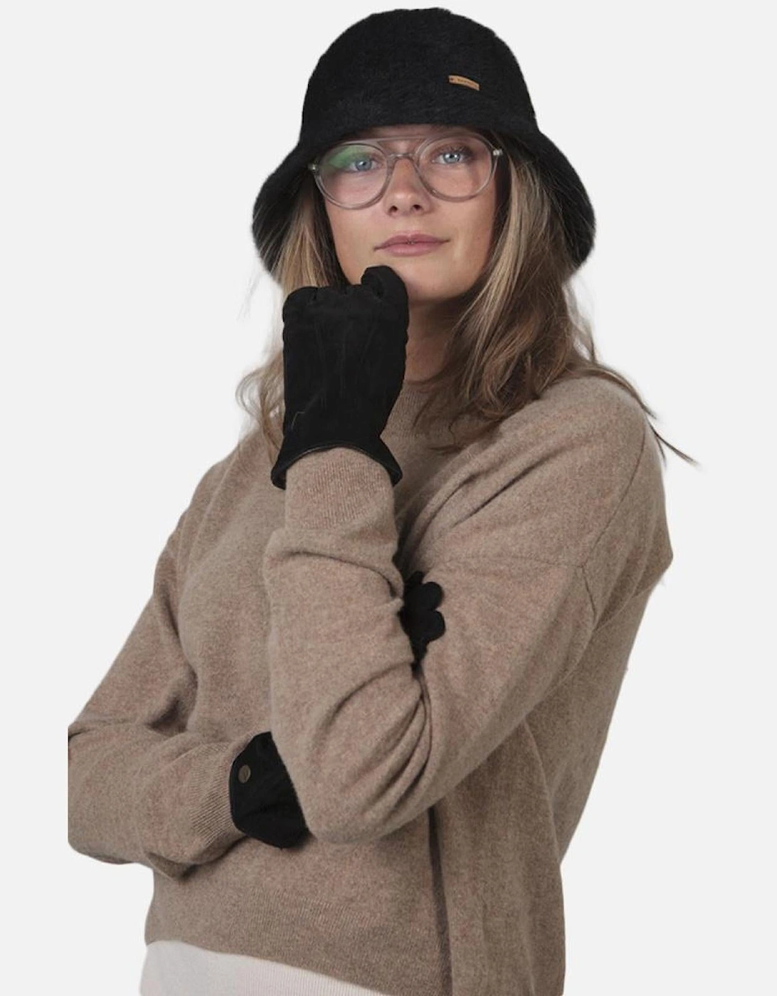 Women's Barts Womens Lavatera Faux Fur All round Visor Winter Bucket Hat - Black - Size: ONE size