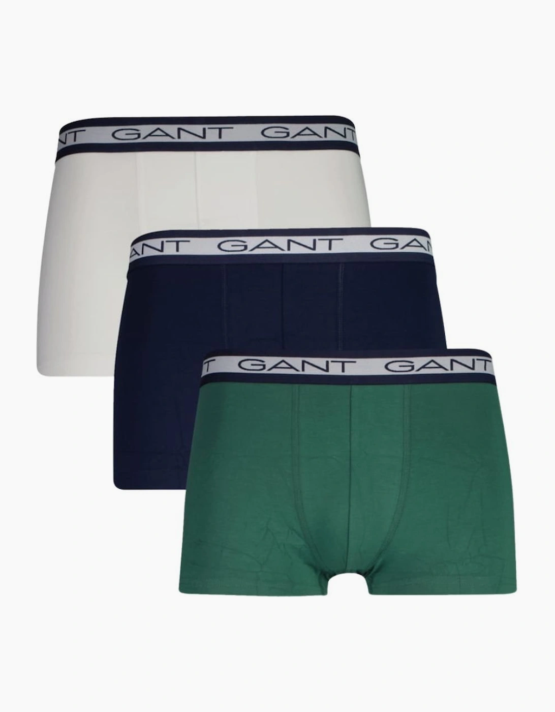 Gant Men's Green 3-Pack Striped Waistband Boxer Trunks, Navy/White/  35/34/32 L