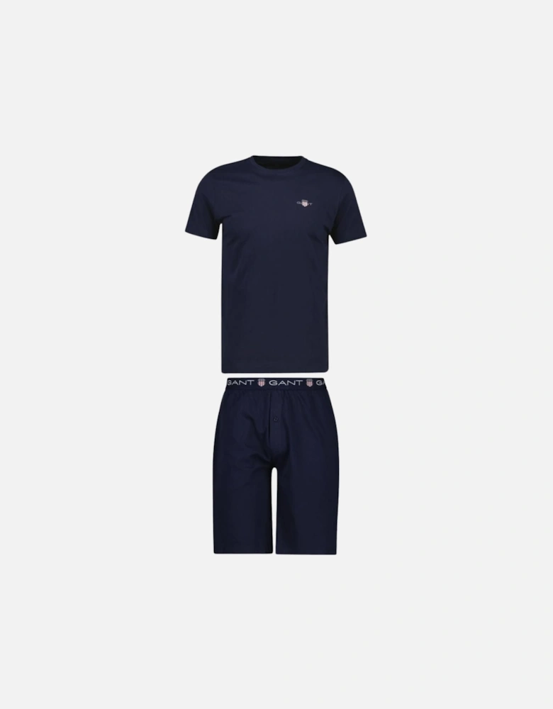 Jersey T-Shirt & Shorts Pyjama Set, Navy