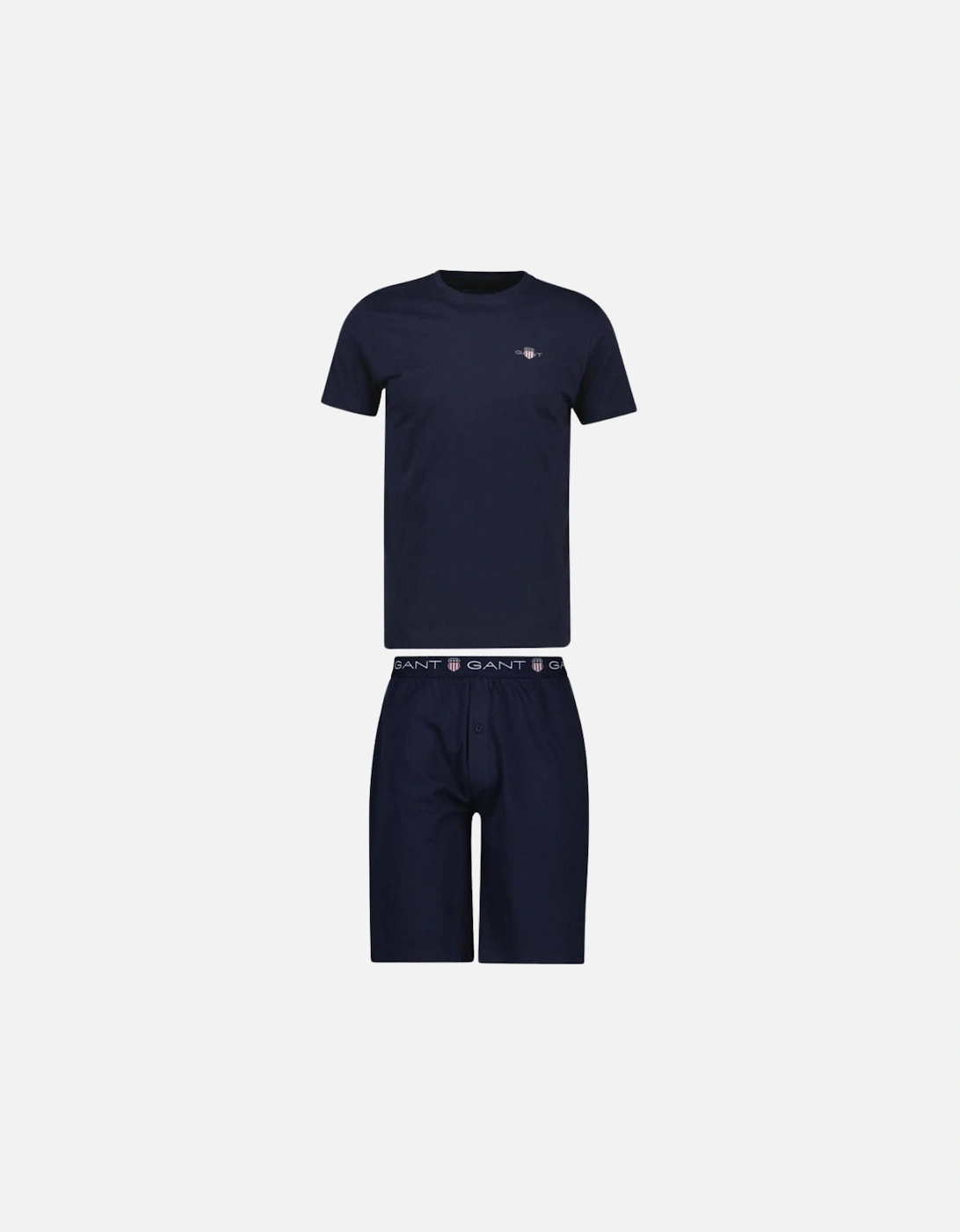 Jersey T-Shirt & Shorts Pyjama Set, Navy, 5 of 4