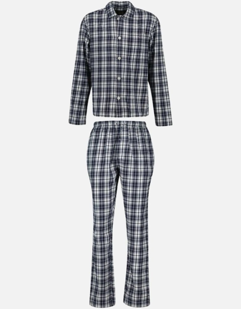 Plaid Check Flannel Pyjamas Gift Set, Evening Blue