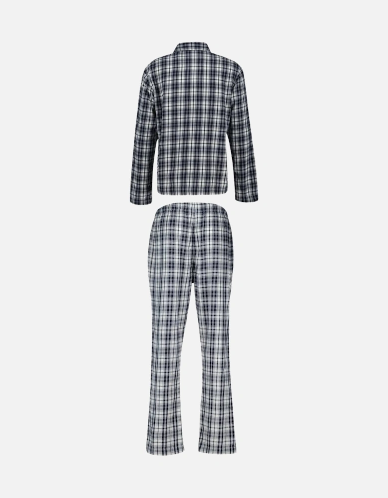 Plaid Check Flannel Pyjamas Gift Set, Evening Blue