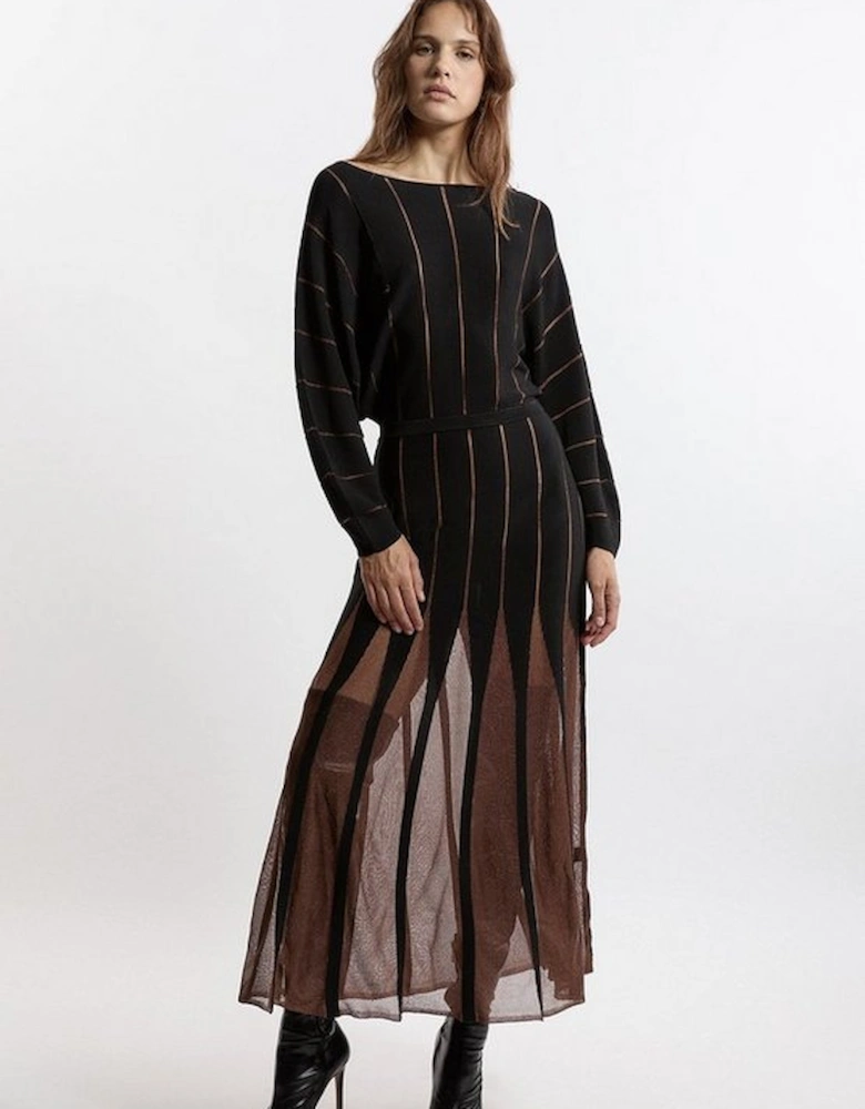 Tall Slinky Viscose Sheer Tie Detail Knit Dress