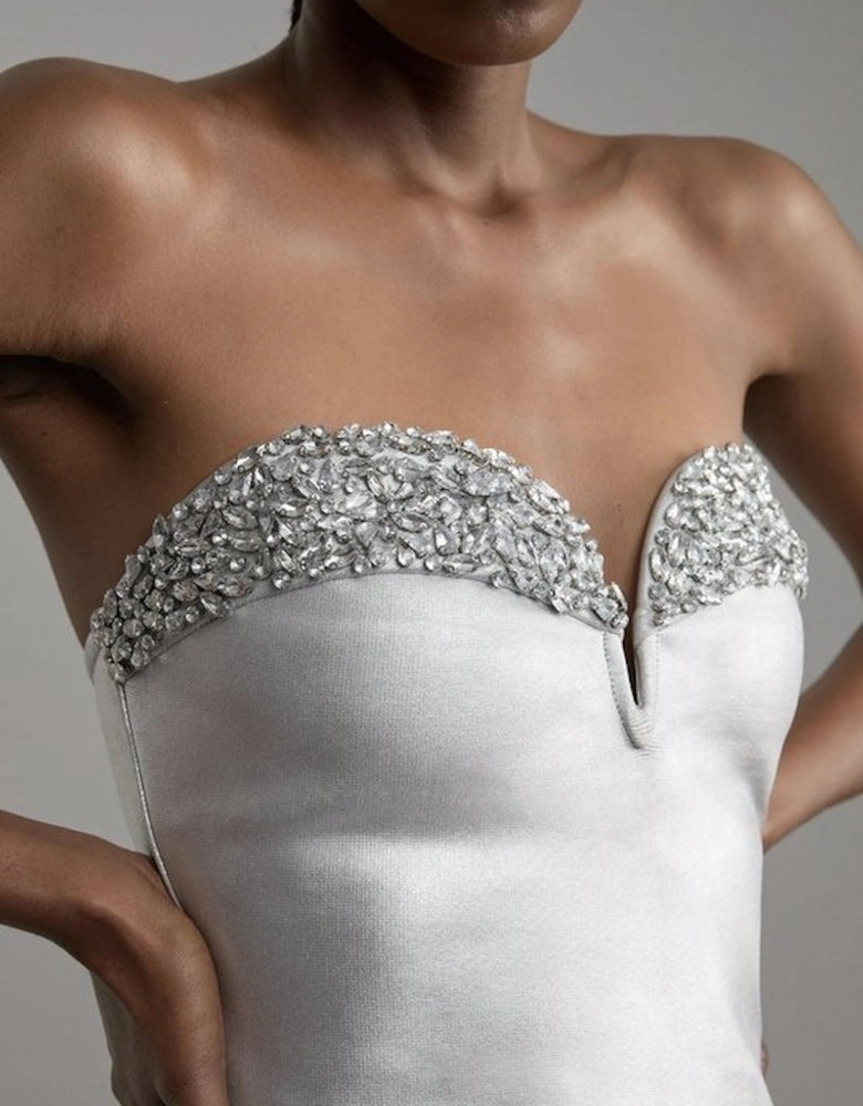 Figure Form Foiled Bandage Crystal Embellished Corset Top