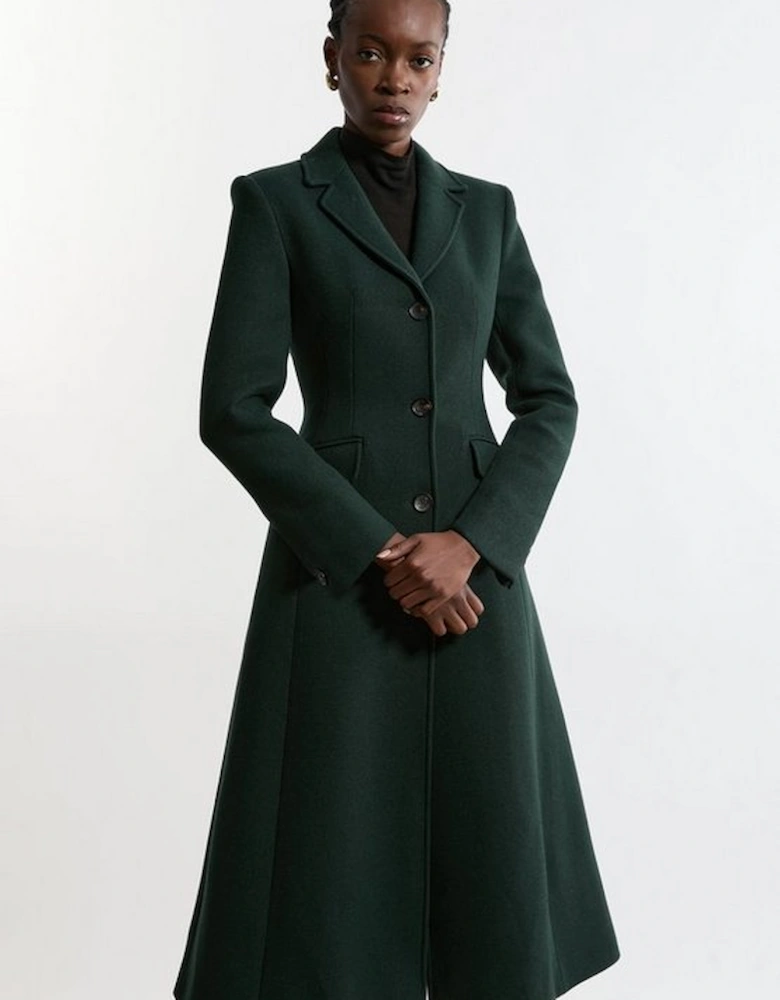 Premium Italian Manteco Wool Full Skirted Tailored Midaxi Coat