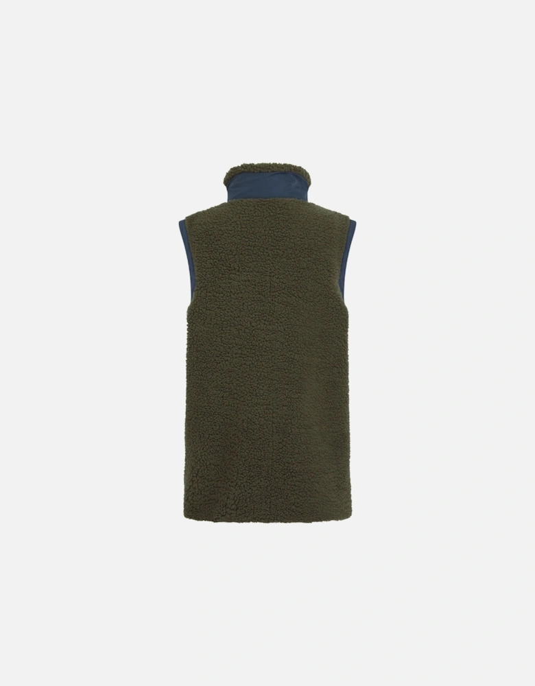 Whale Of A Time Highland Unisex Sherpa Gilet Olive/Blue