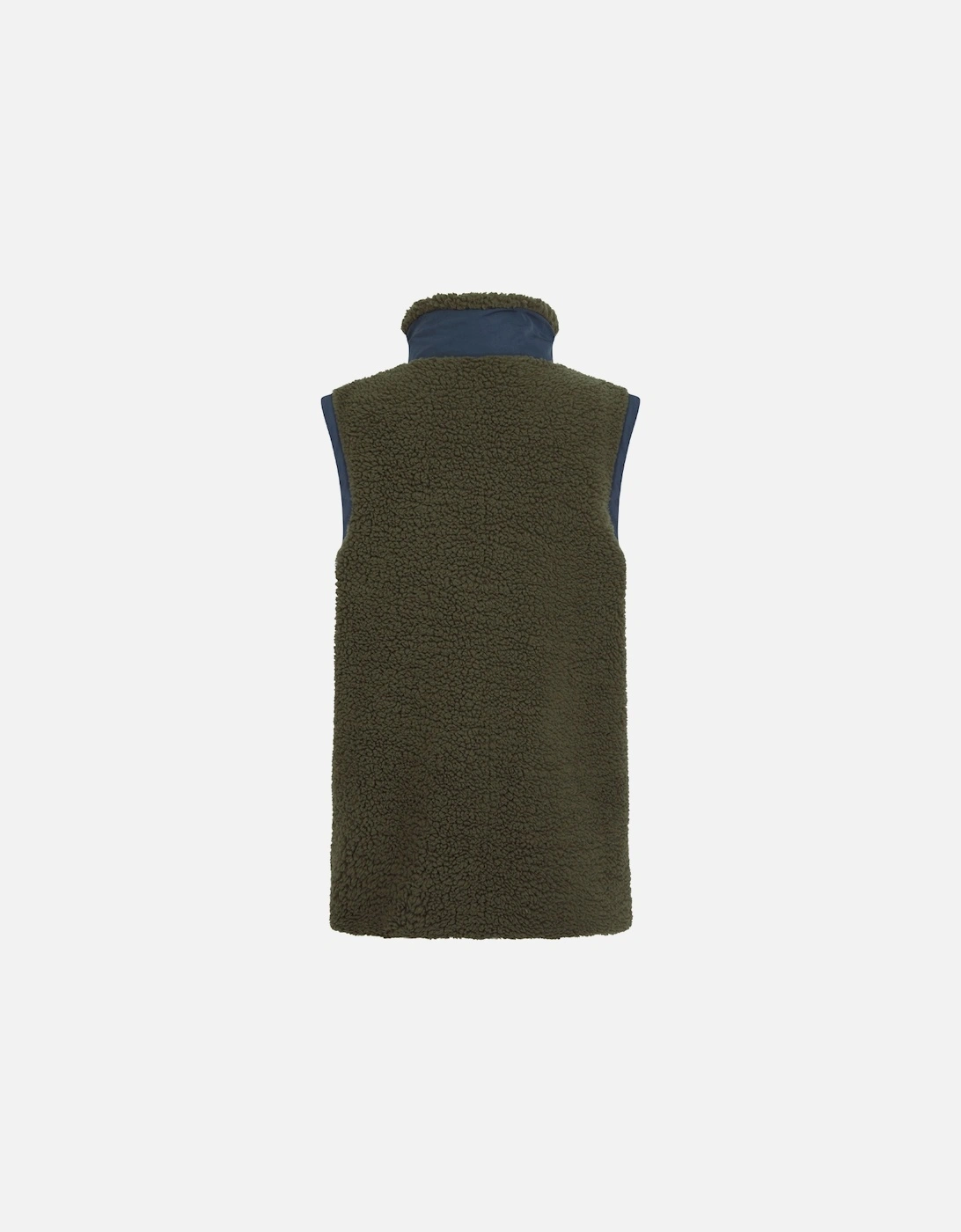 Whale Of A Time Highland Unisex Sherpa Gilet Olive/Blue