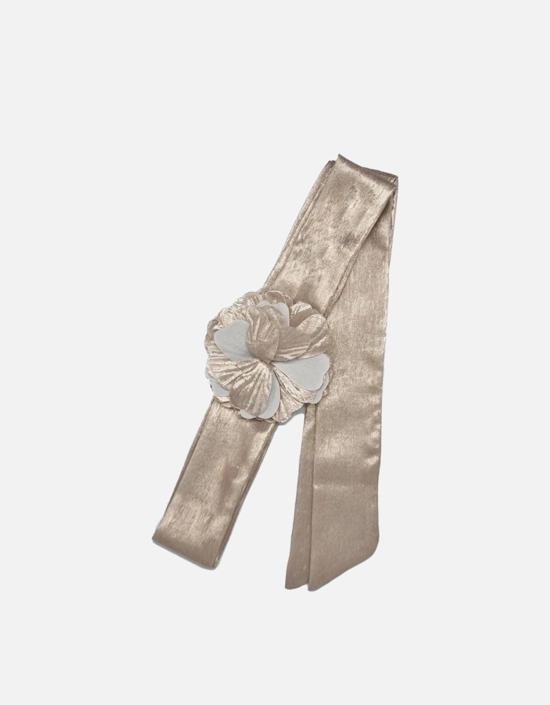 VERA CORSAGE SCARF IN CHAMPAGNE