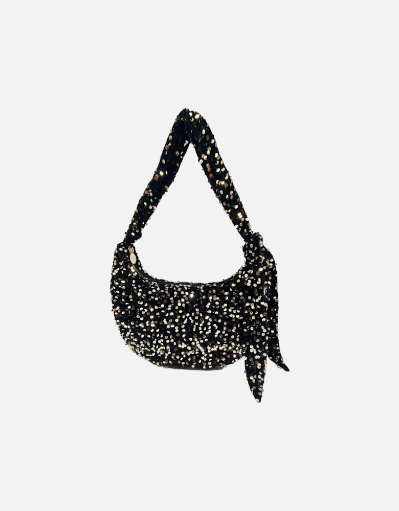 NESSA HALF MOON SEQUIN BAG GOLD