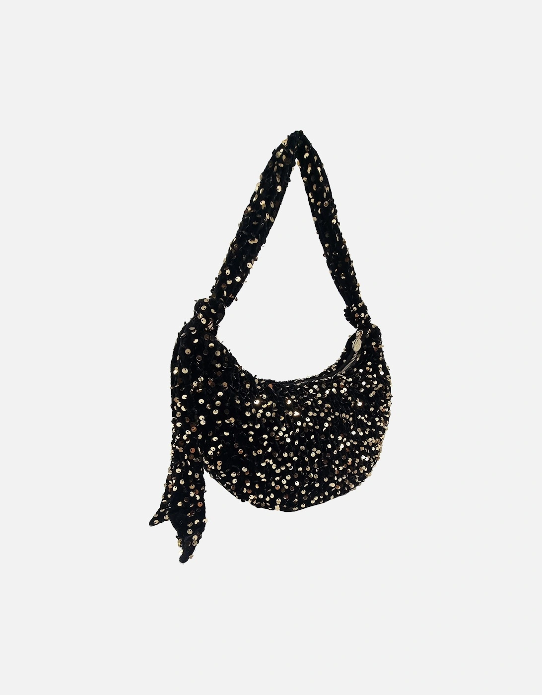 NESSA HALF MOON SEQUIN BAG GOLD