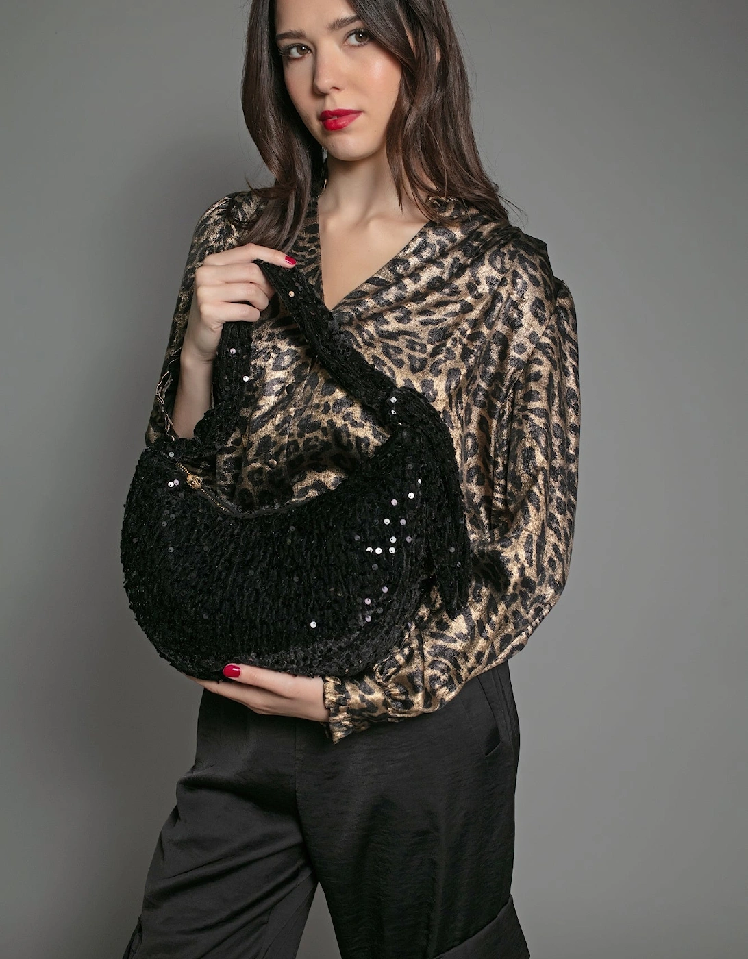 Nooki Design Women's NESSA HALF MOON SEQUIN BAG-BLACK - Size: ONE