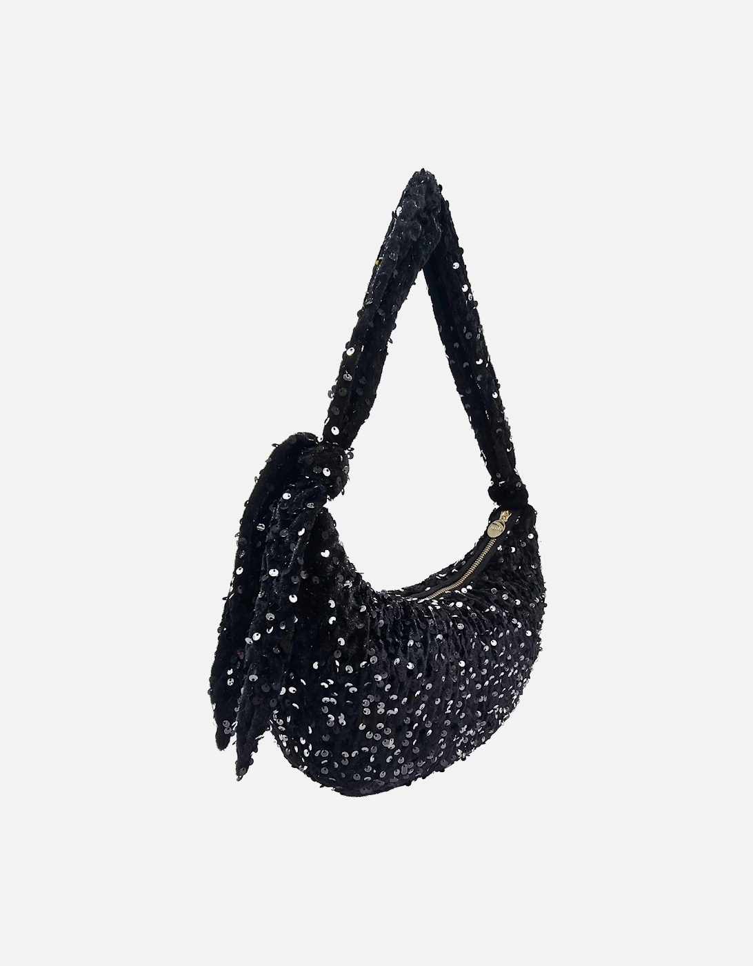 NESSA HALF MOON SEQUIN BAG-BLACK