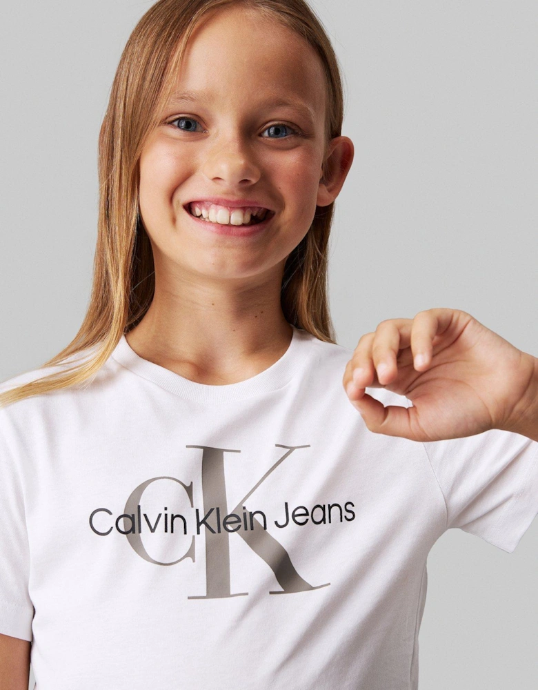 Kids Monogram Short Sleeve T-Shirt - White