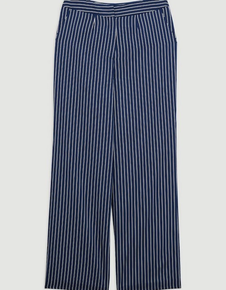 Striped Twill Wide Leg Woven Trouser