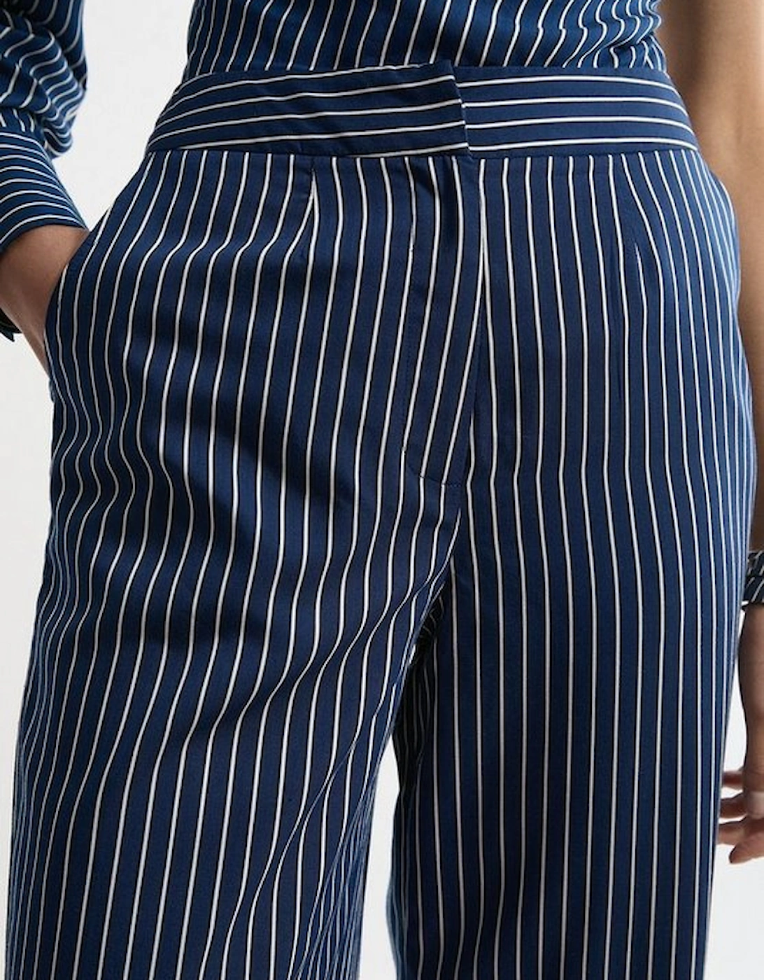 Striped Twill Wide Leg Woven Trouser