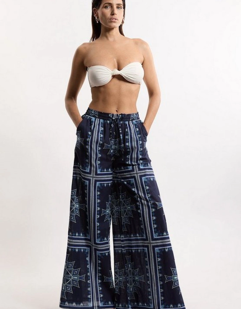 Printed Cotton Voile Beach Trousers