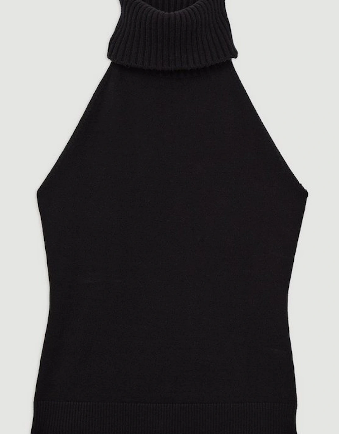 Sleeveless Viscose Blend Roll Neck Knit Jumper