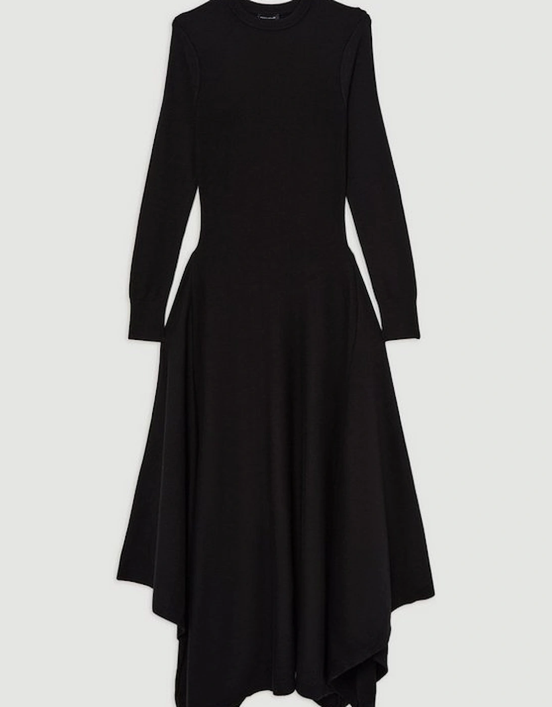 Wool Look Hanky Hem Maxi Knit Dress