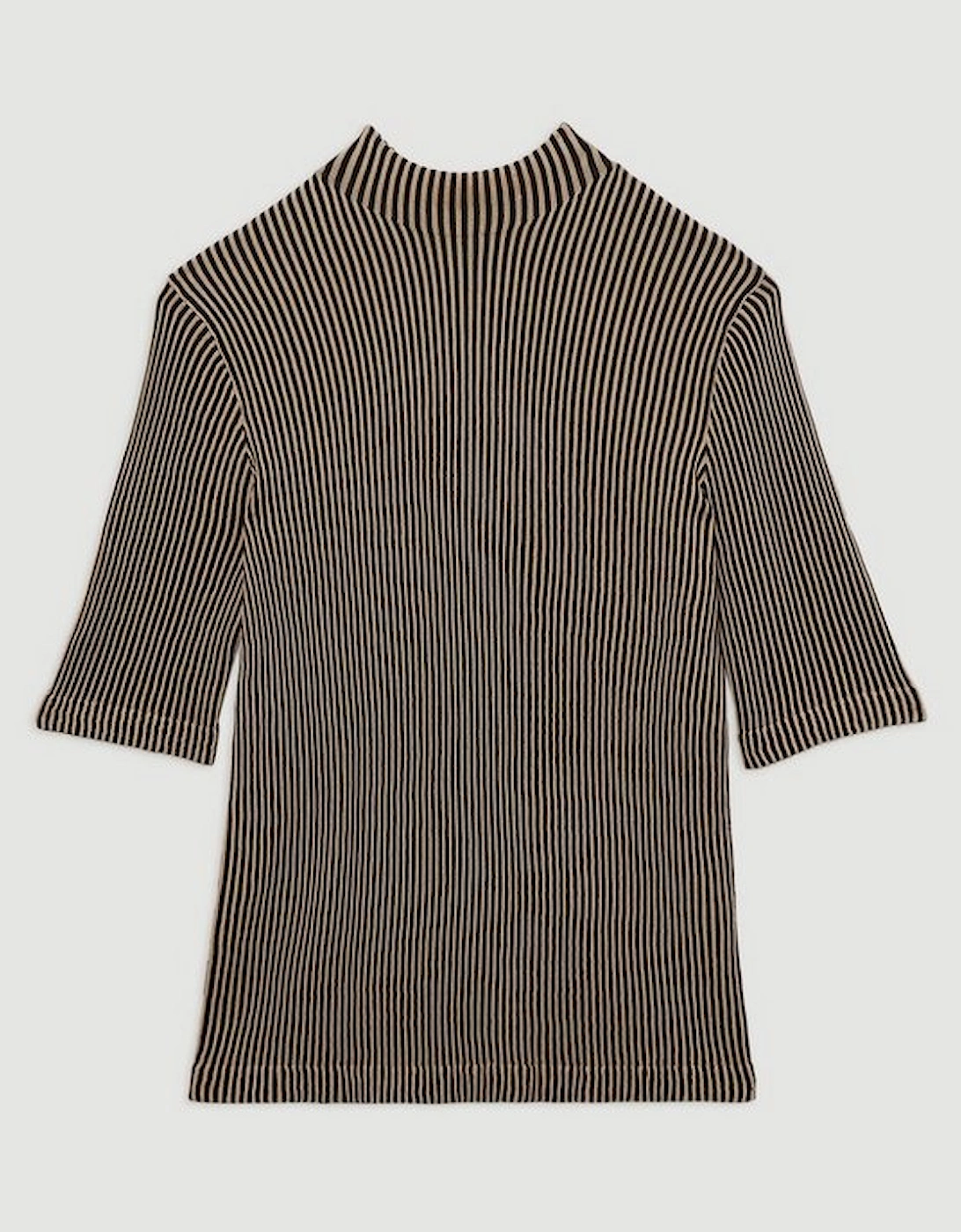 Stripe Funnel Neck Short Sleeve Knit Tee