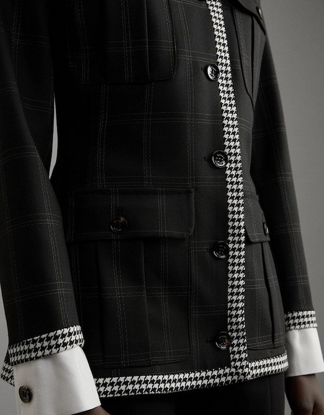 Formal Tailored Black Check Buttoned Shirt