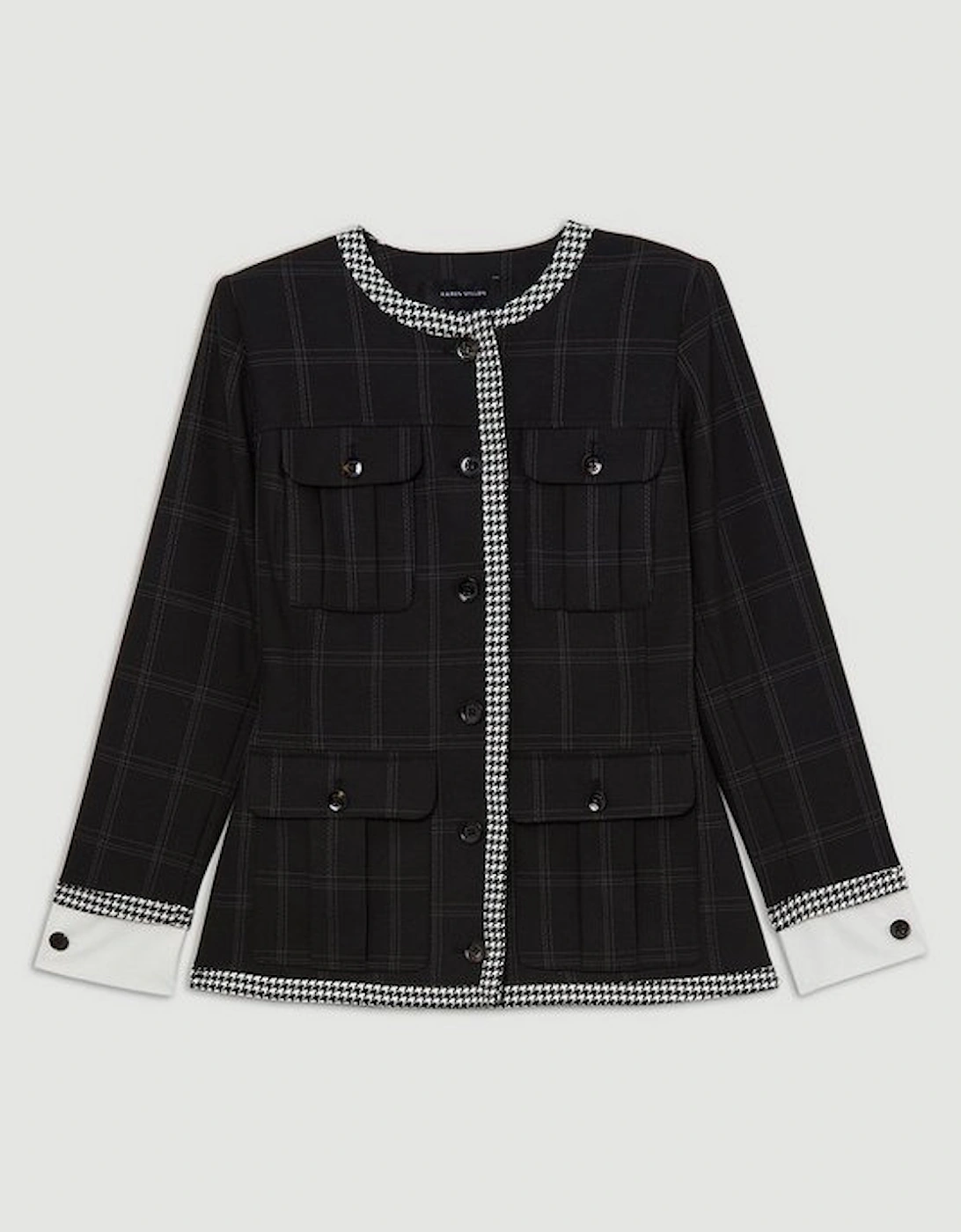 Formal Tailored Black Check Buttoned Shirt