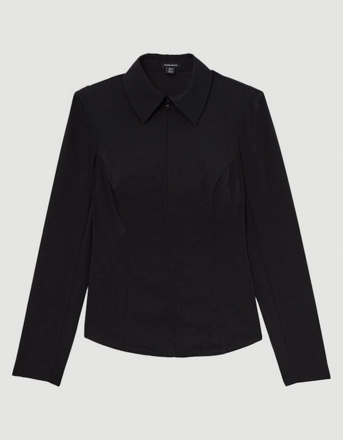 Compact Stretch Woven Shirt With Zip Detail