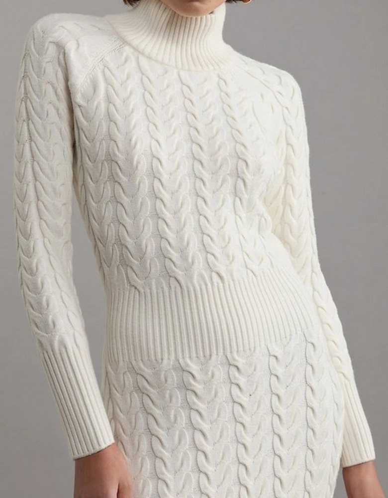 Cable Knit Funnel Neck Maxi Dress