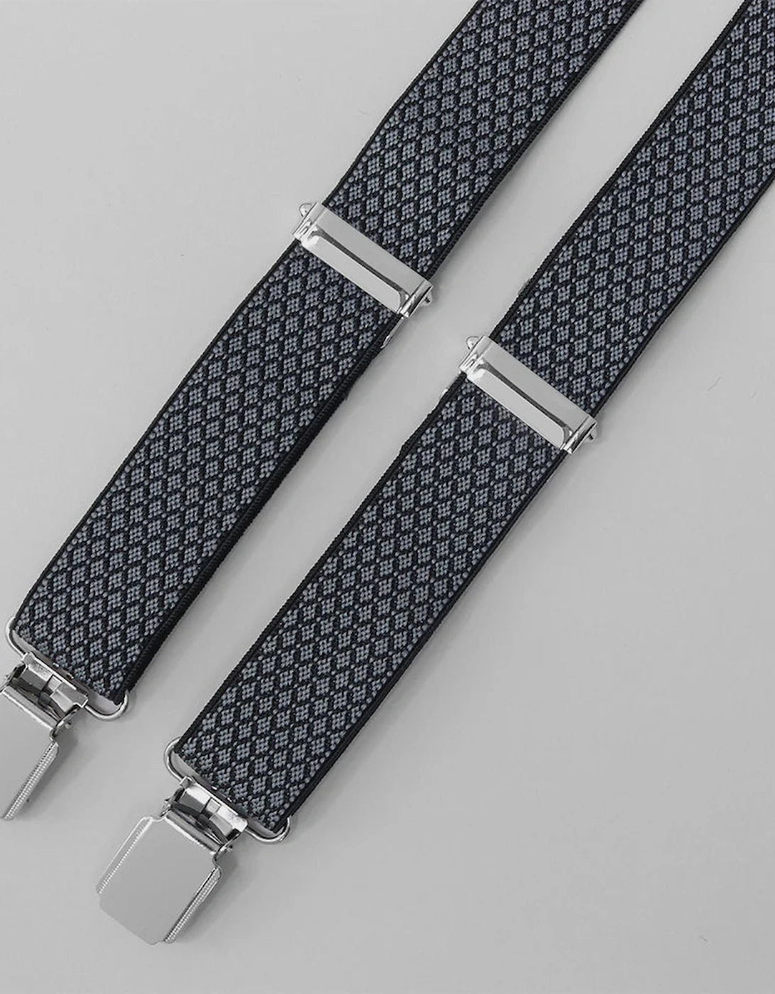 Diamond Pattern Clip End Braces - Black/Grey, 2 of 1